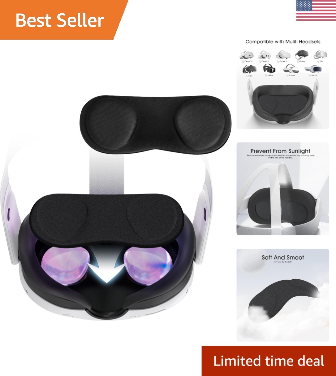 Washable VR Lens Protector Sleeve - Sunlight Blocking for Quest & Valve Index