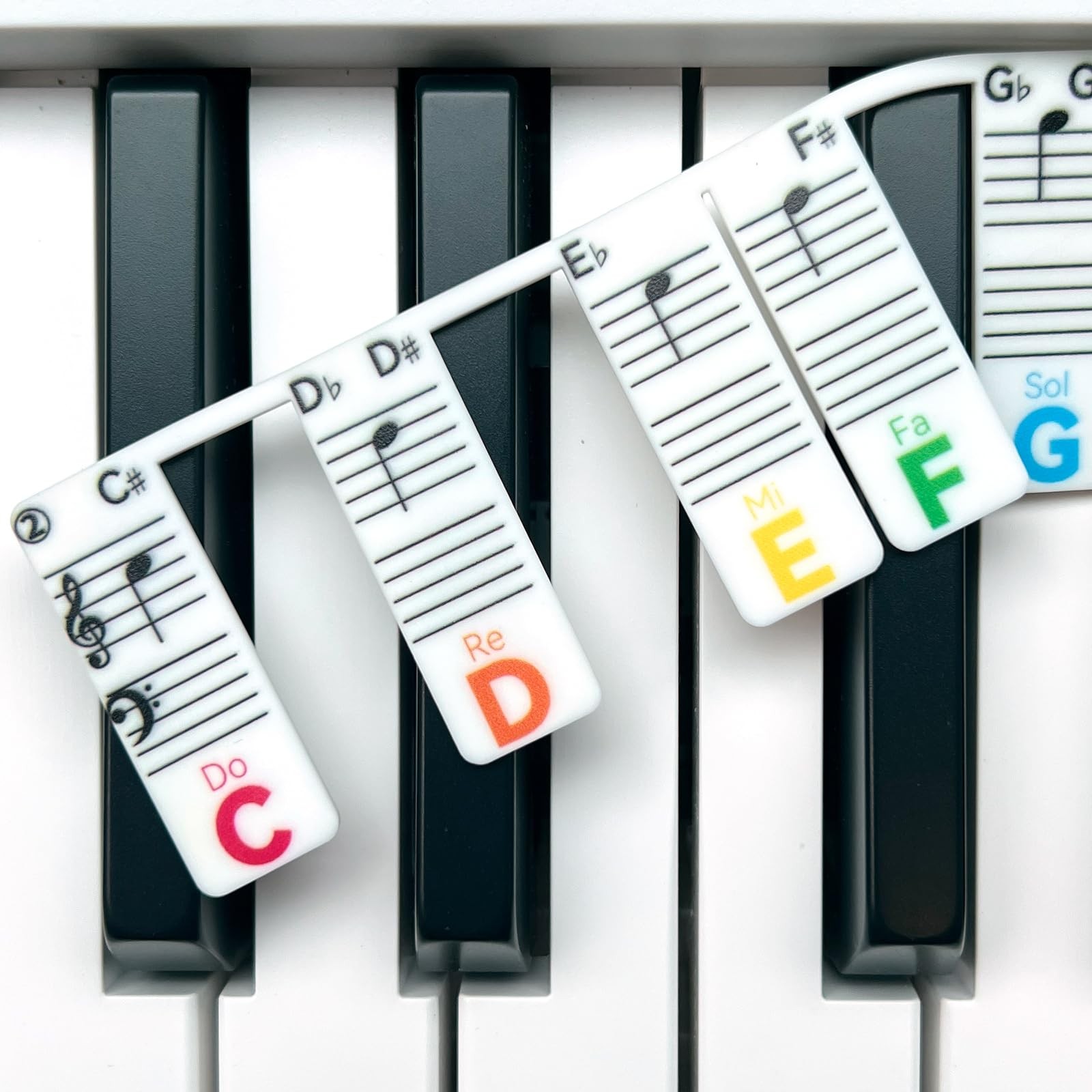 BEATBIT Piano Note Strips with Solfege (Do Re Mi…), Fit 61Key-Rainbow