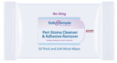 Safe N' Simple Peri-Stoma Adhesive Remover Wipes 5 x 7 , 50 Count per Pack