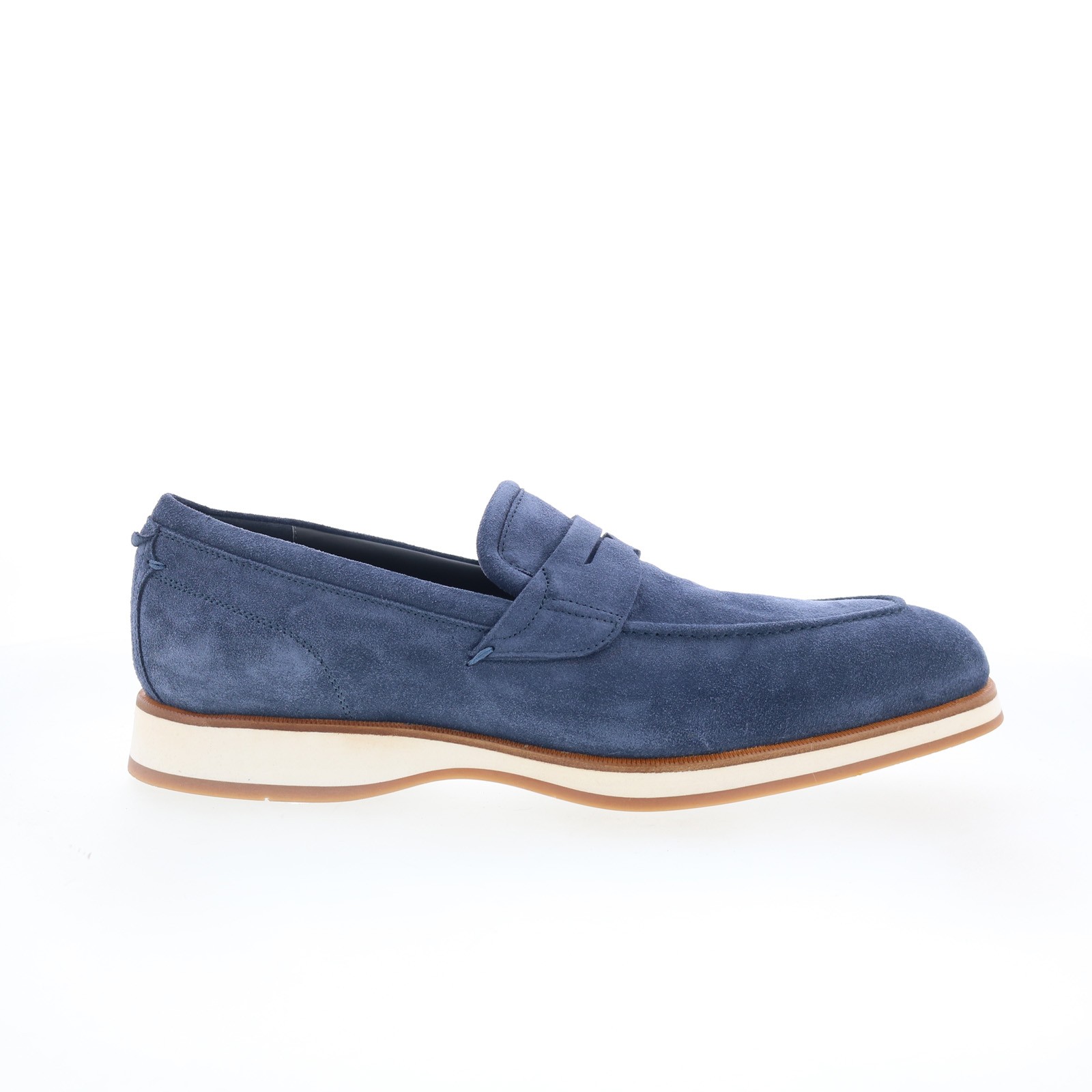 Di Bianco Brera Classic Mens Blue Suede Loafers & Slip Ons Penny Shoes