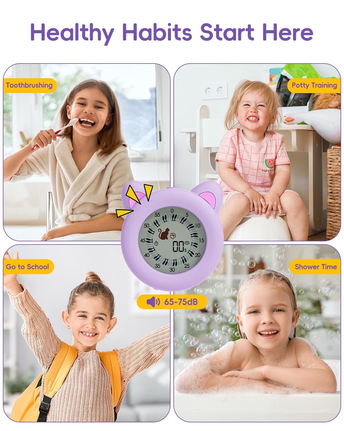 Visual Timer for Kids with Pause, Clock and Alarm Function, 299 min Cute Cat ...