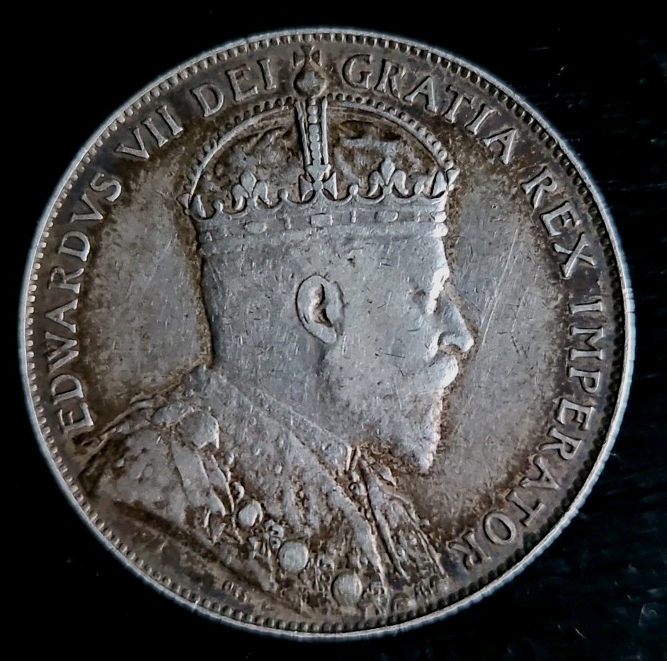 Canada Silver 50 Cents 1910 Edward VII Higher Grade
