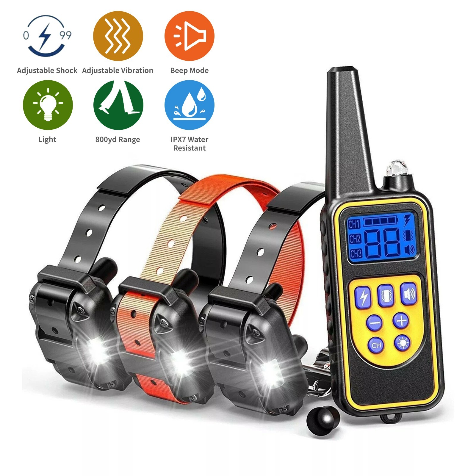 1-3 Dog Shock Collar 3000 FT Dog Training Collar Rechargeable Remote Shock Pet