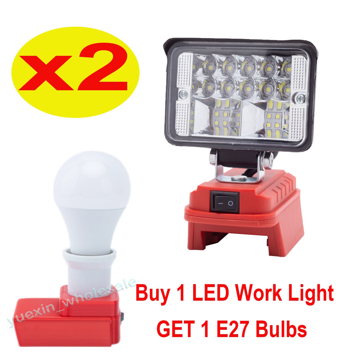 Wireless LED Work Light for Milwaukee 18V Battery Cordless E27 LED Bulbs US