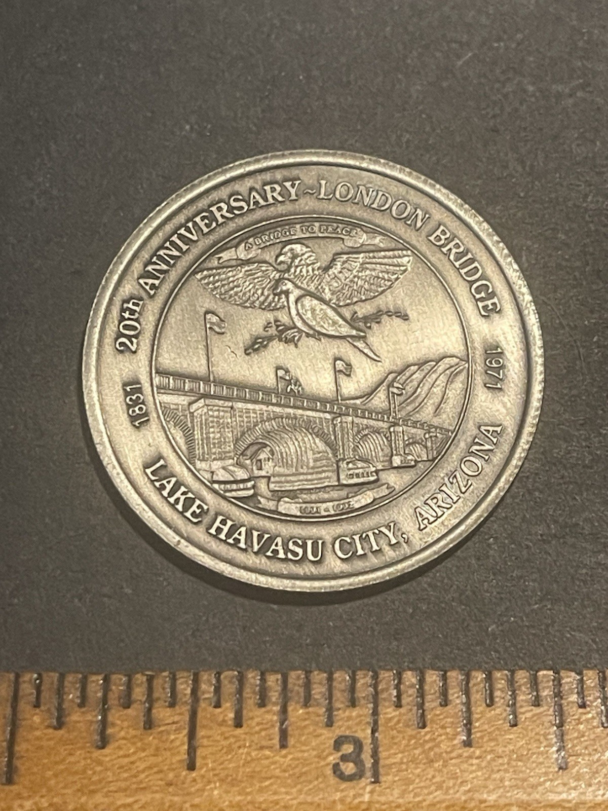 1991-1992 LONDON BRIDGE ROTARY COMMEMORATIVE COIN, LAKE HAVASU CITY ARIZONA 20th