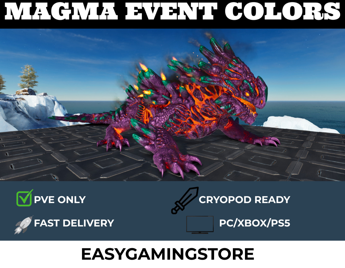 🔥ARK Survival Ascended PvE PC/XBOX/PS5 Genesis Magmasaur Event Colors