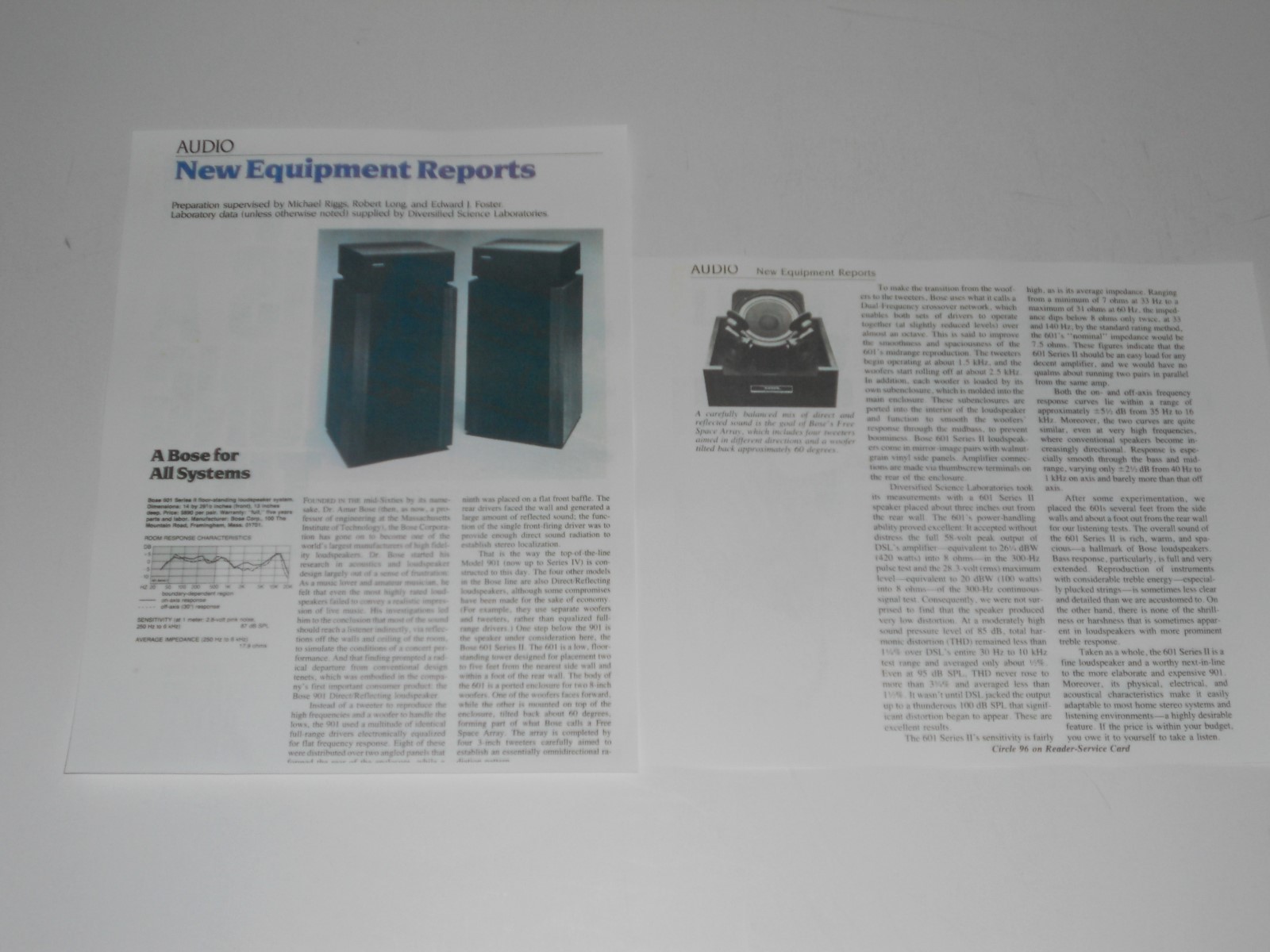 Bose 601 Series II Review, 2 Pages, 1982, Full Test and Info