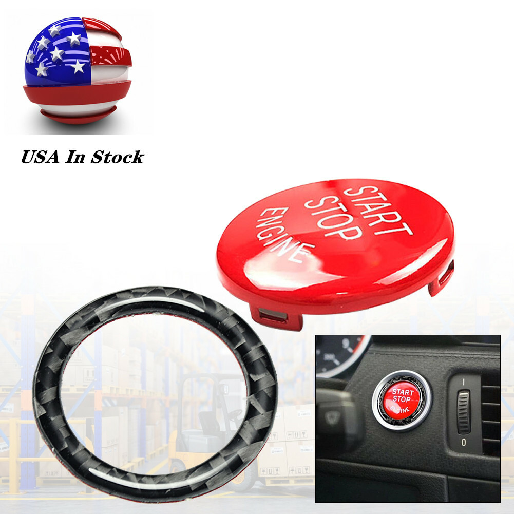Red Engine Start Stop Push Button Cover&Ring Trim For BMW E90 E92 E93 2009-2012