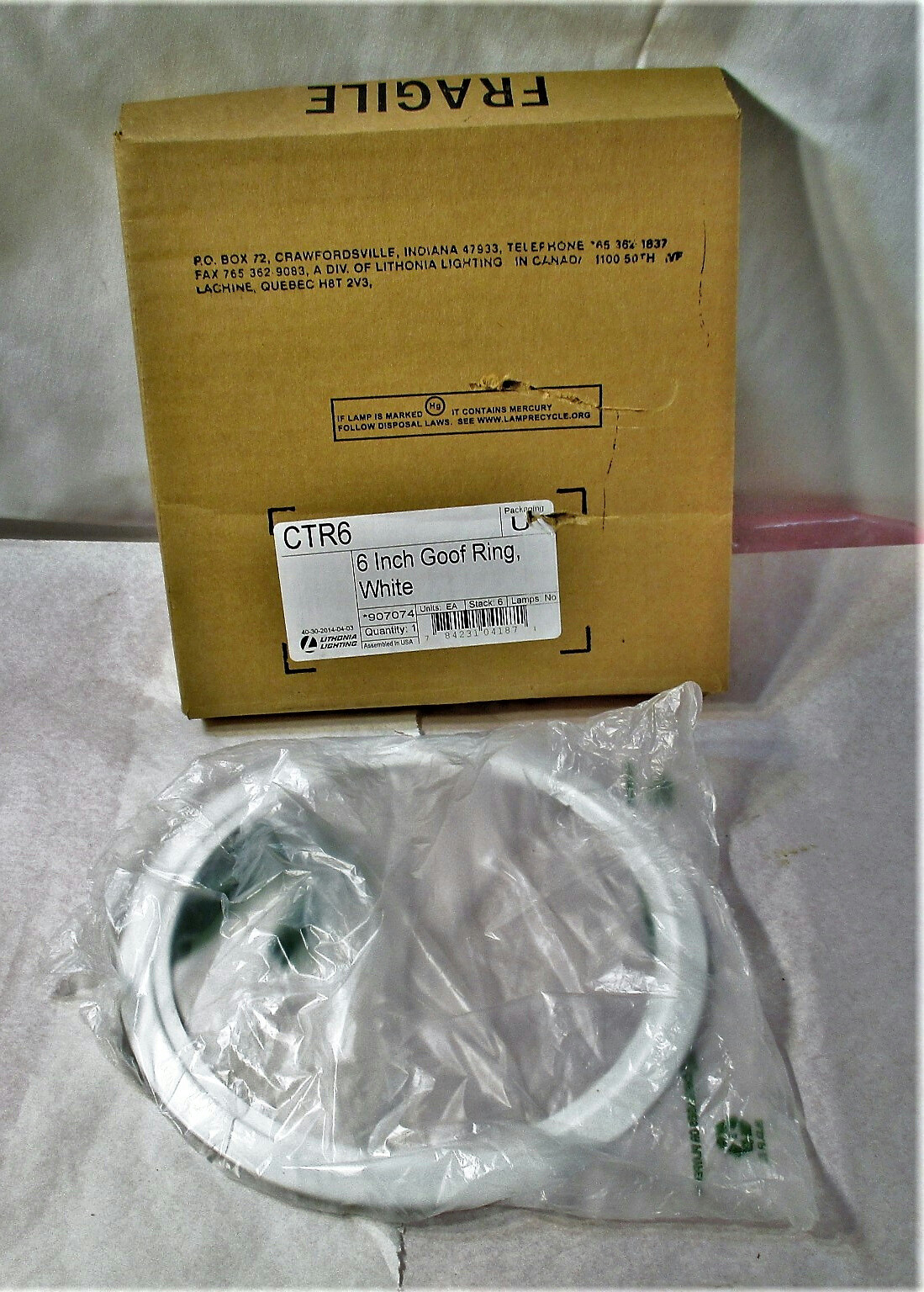 Lithonia Lighting CTR6 Goof Ring White 6" New