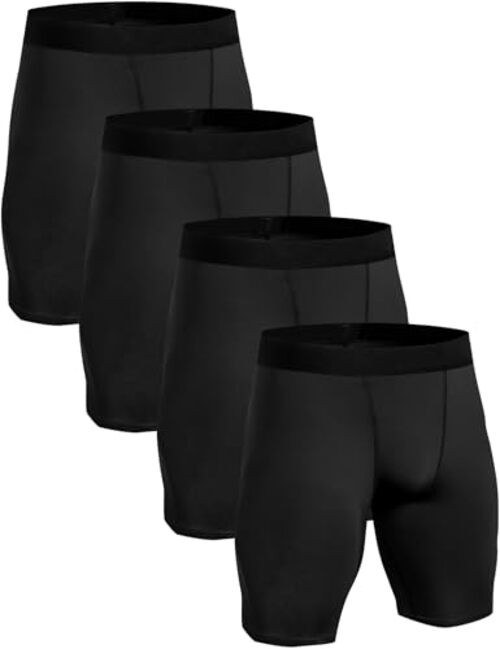 4 Pack Compression Workout Shorts Men Performance Sports Large 4 Pack: Black