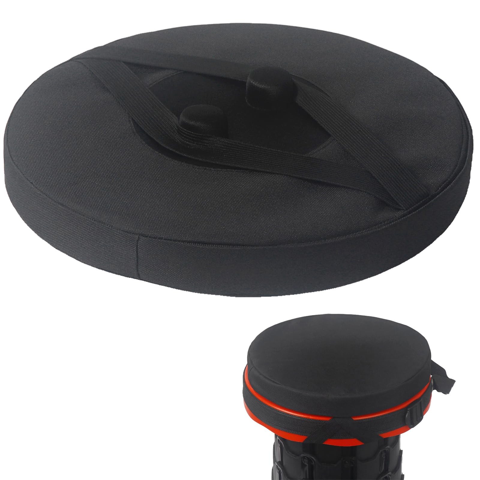 WAO ZONE Telescopic Stool Cushion, Round 1 Pack, Thickened Black Cushion