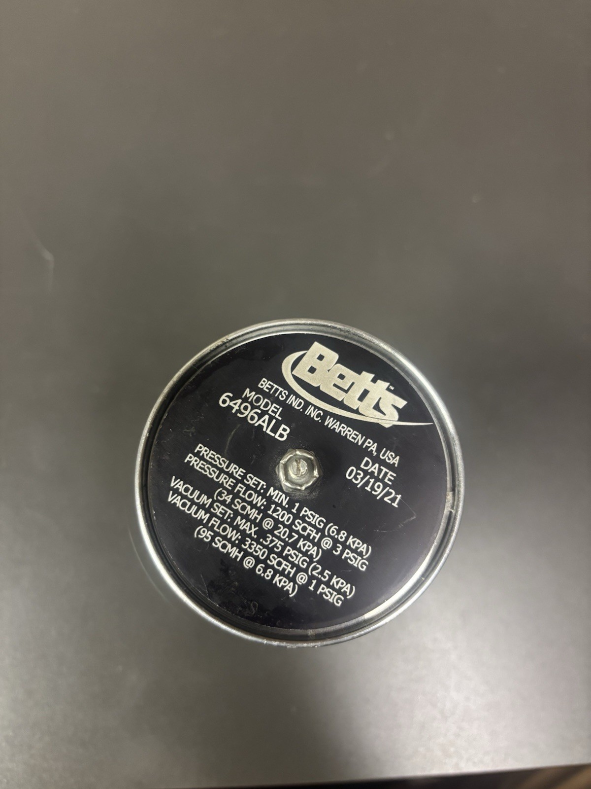Betts 6496ALB Aluminum Pressure Vacuum Vent