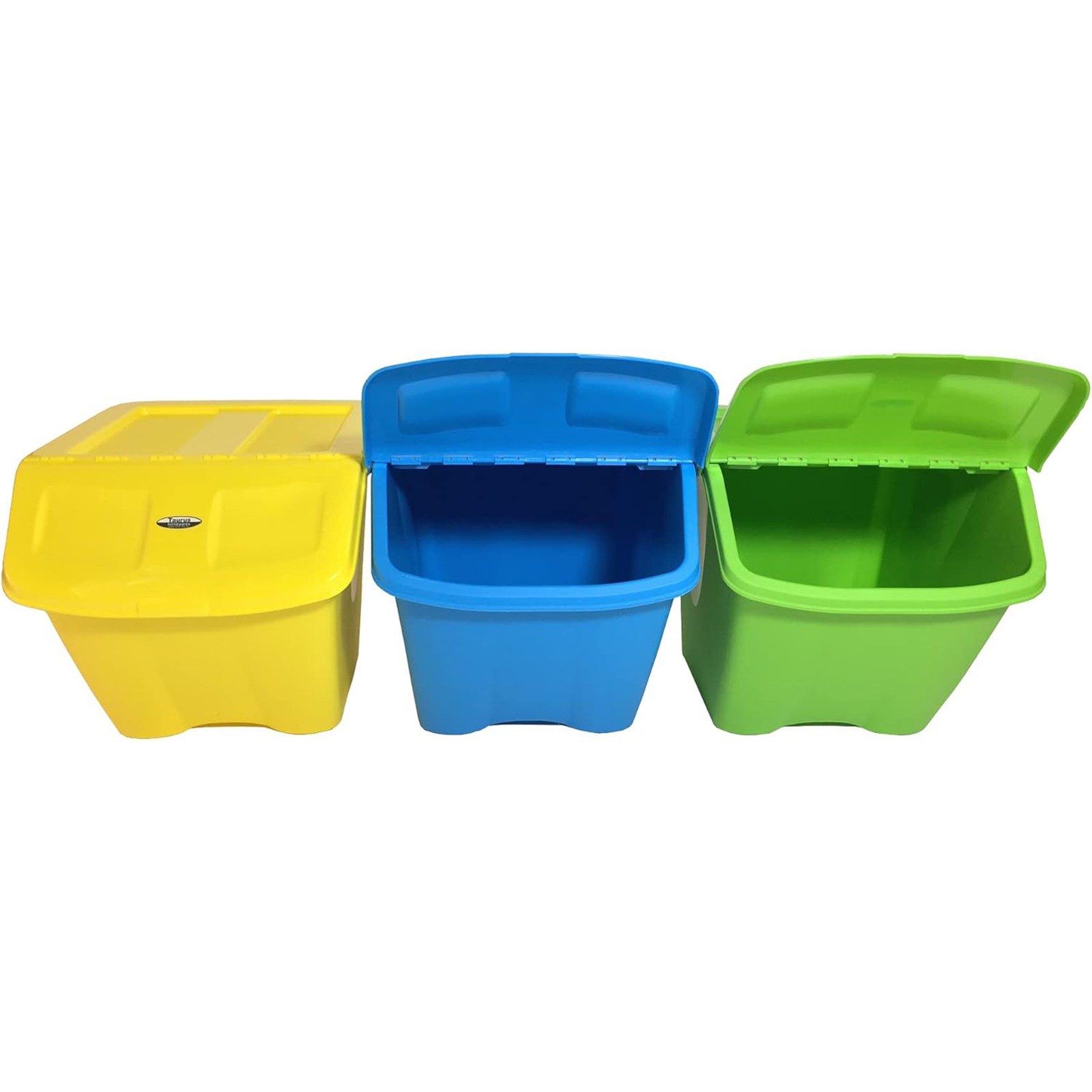Redmon 10-Gal Stackable Shutter Bins, 3-Piece Recycling Storage Set, (Open Box)