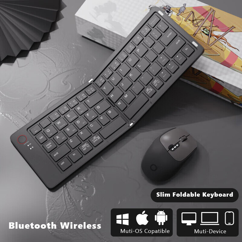 Slim Wireless Bluetooth Keyboard Foldable for iPhone iPad iOS Android Tablet