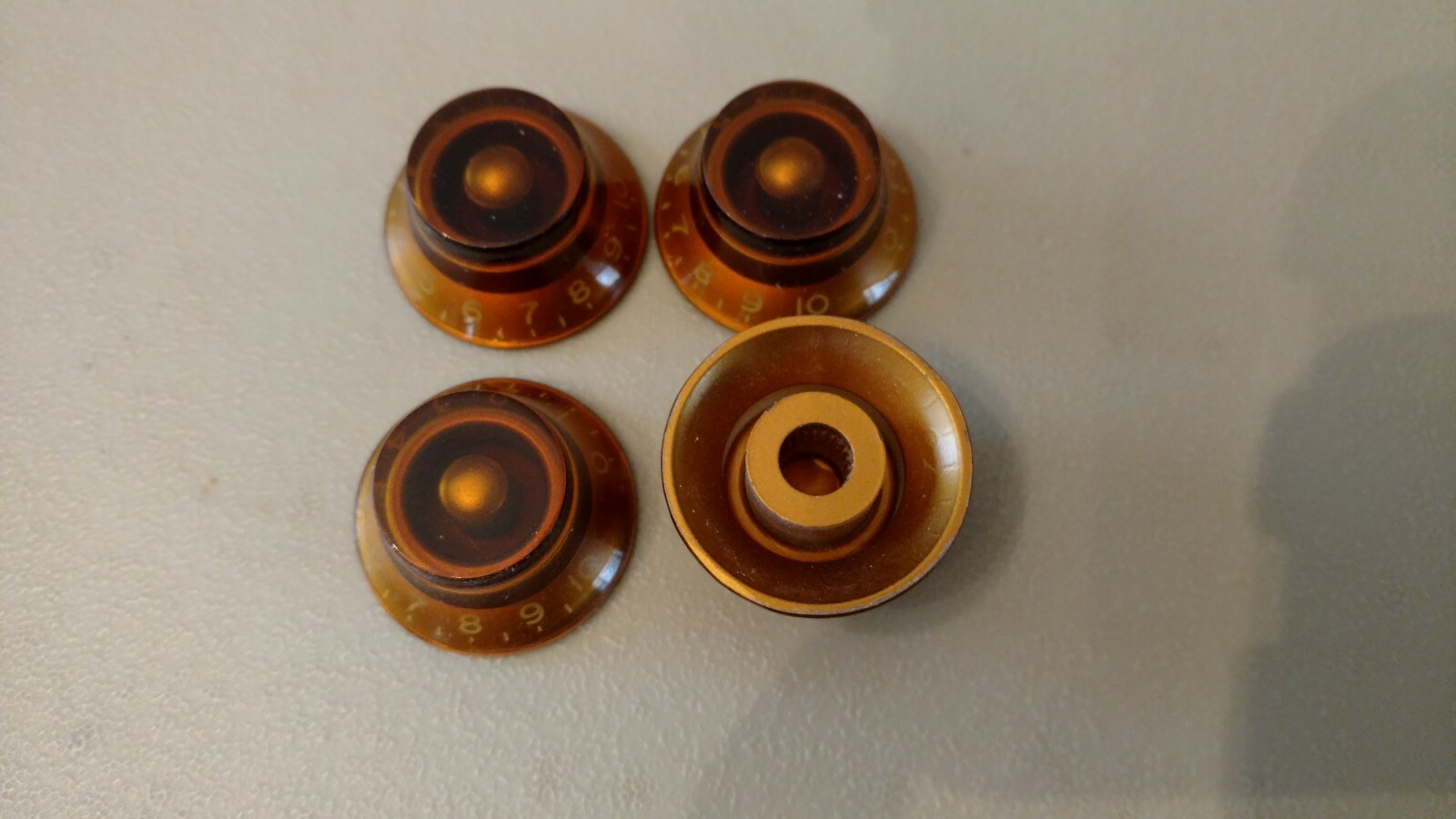 4 Amber Bell Knobs for IMPORT Guitars
