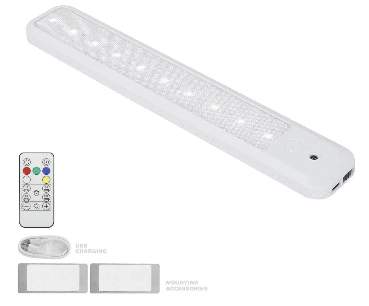 Great Value 12” Rechargeable LED Under Cabinet Light RGB Remote 2 Pack