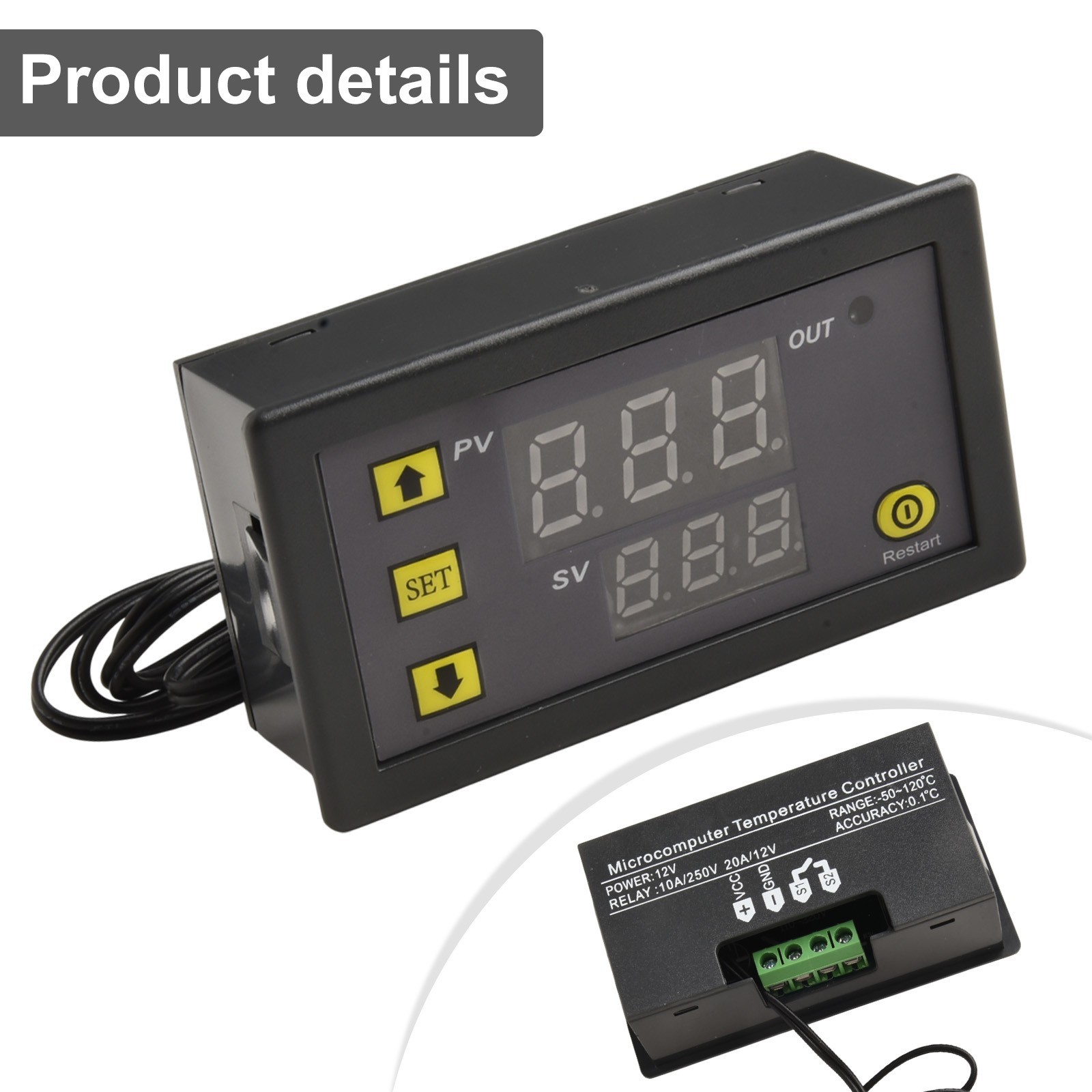 Relay Thermostat Waterproof Temperature Controller Control LED Digital DC 12V