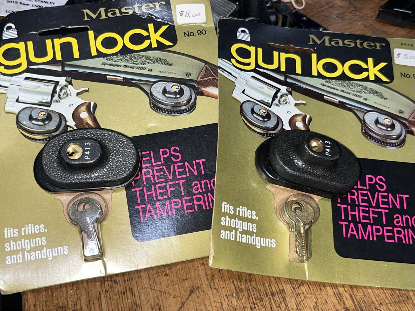New Two Master Gun Locks Coded Set. No 90 Fits Rifles Shotguns Handguns