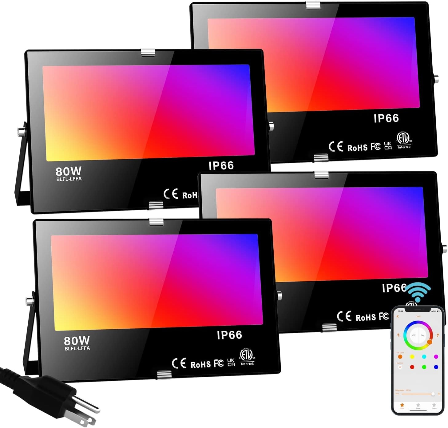 Outdoor LED Floor Light 800W Equivalent Bluetooth Smart Color Change 4 Pack