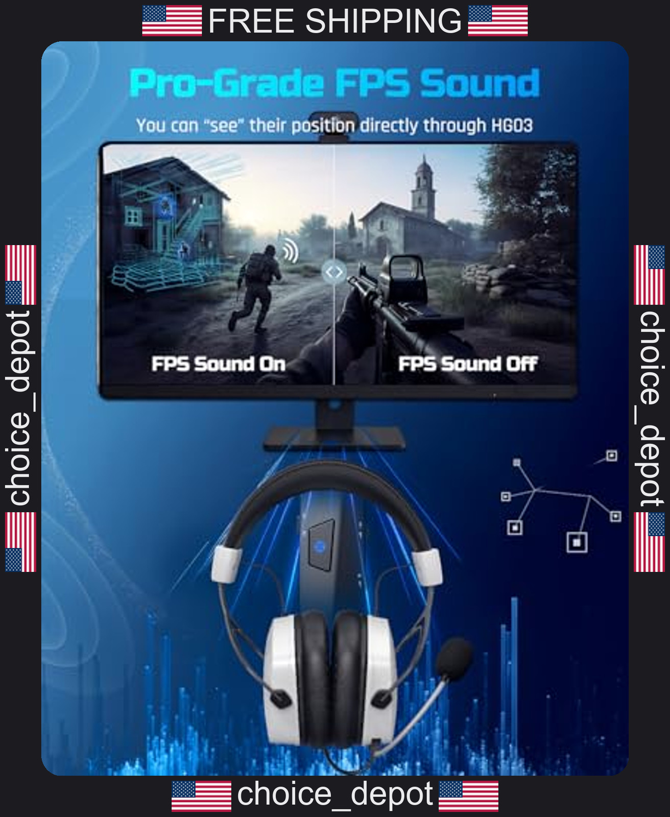USB Gaming Headset with 50mm Drivers for PC and Consoles