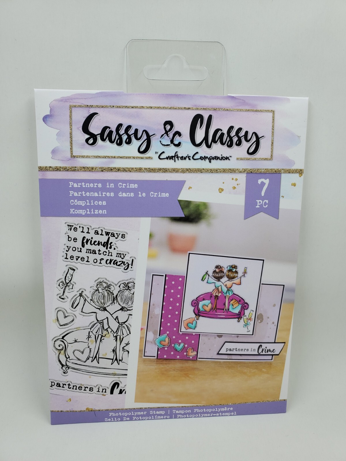 CST1 Crafters Companion Sassy & Classy Partners In Crime 7pc Stamp set New