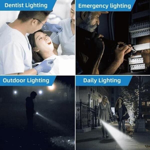 LED Flashlight USB Rechargeable Pen Light Zoom Waterproof Small Torch