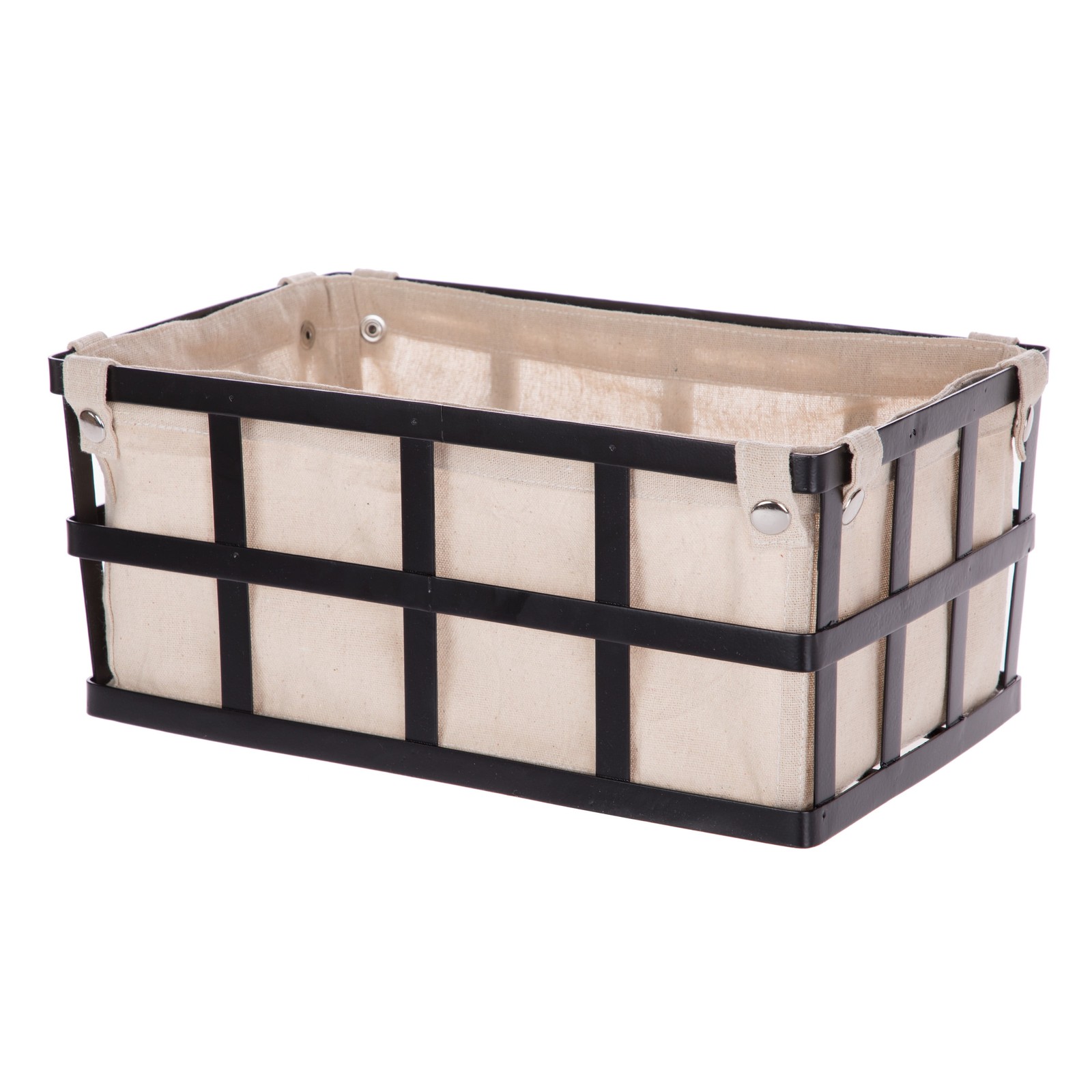 Black Rectangle Metal Storage Basket W/ Removable Liner