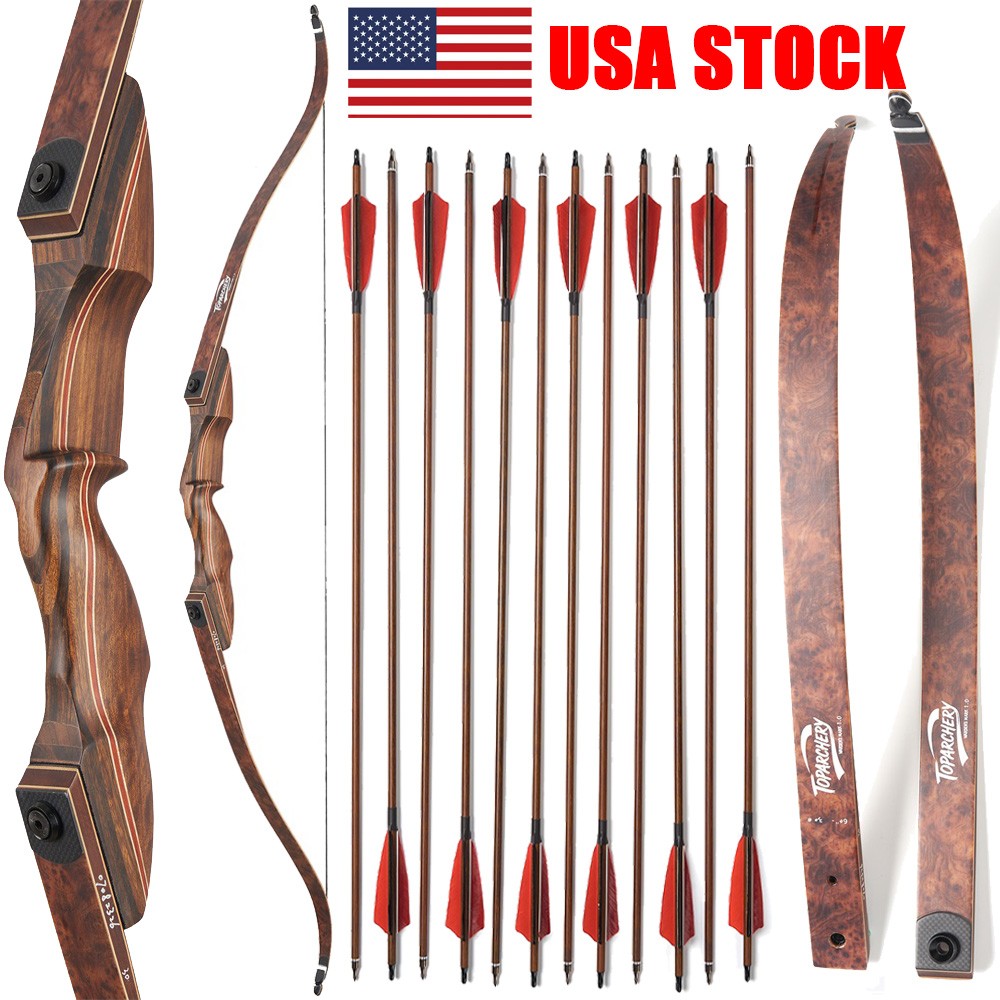 Archery 60" Takedown Recurve Bow 25-60lbs Bow Arrow Outdoor Hunting Shoot Target