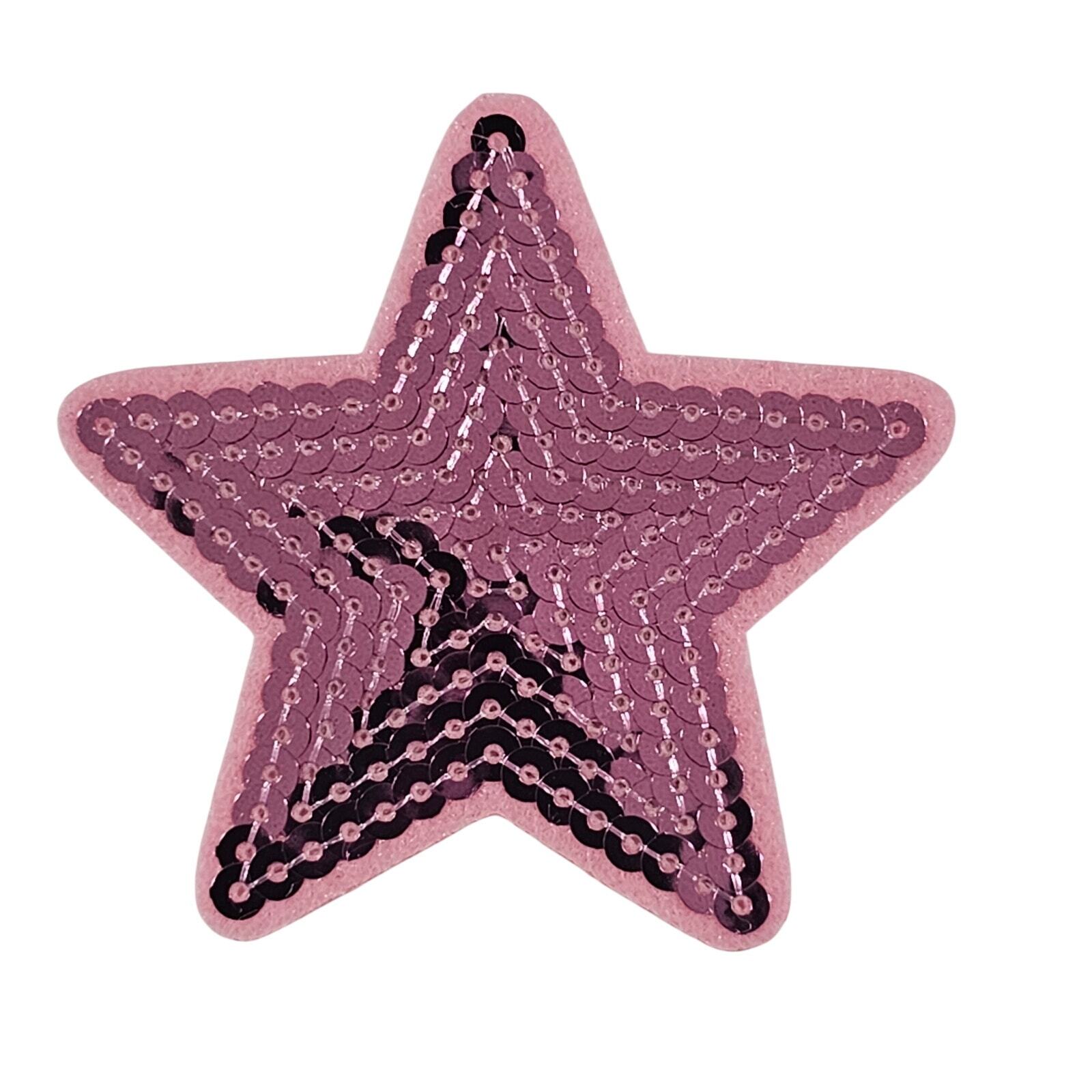 Sequin Pink Star - Embroidered Patch