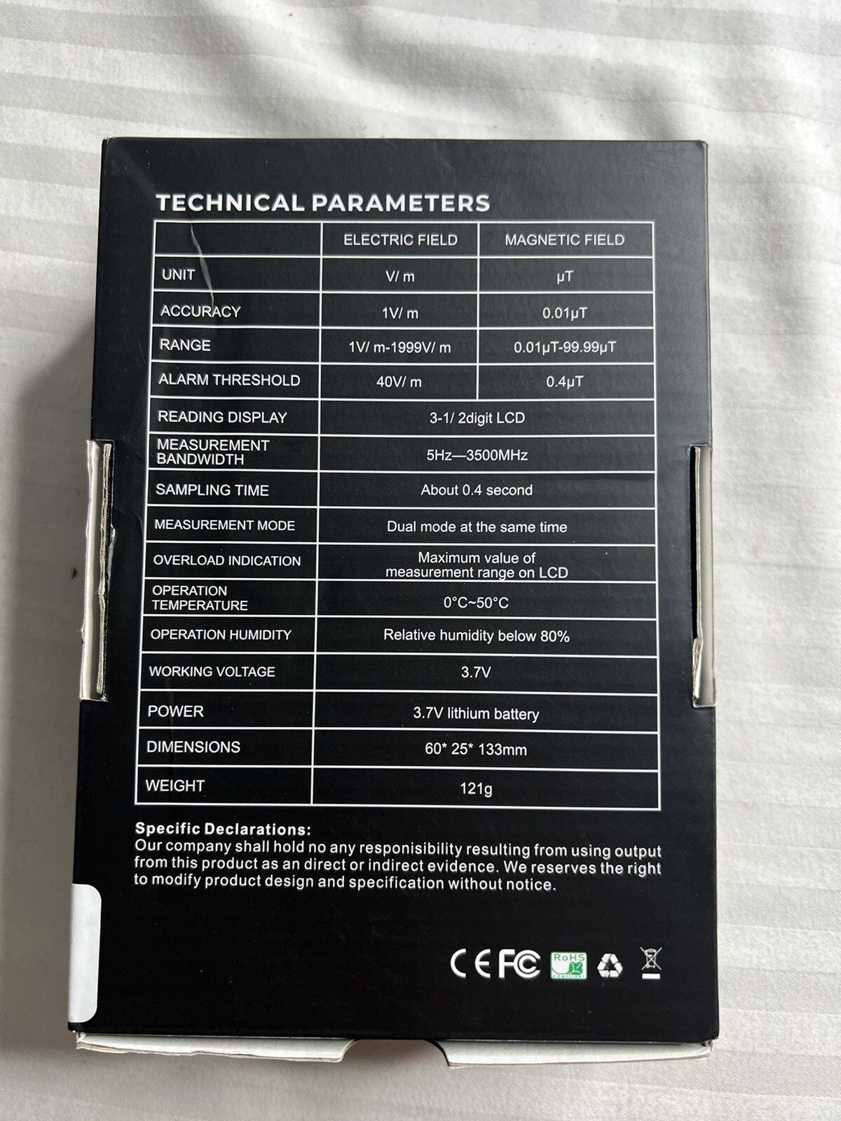ERICKHILL EMF Meter, Rechargeable Digital Electromagnetic Field Radiation Detect