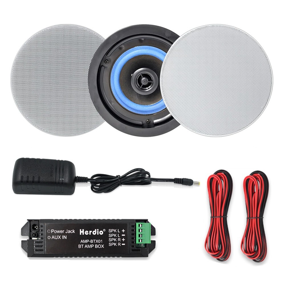 Herdio 4" 160W Kitchen Bluetooth Ceiling Speakers Flush 2-Way For Bedroom Home