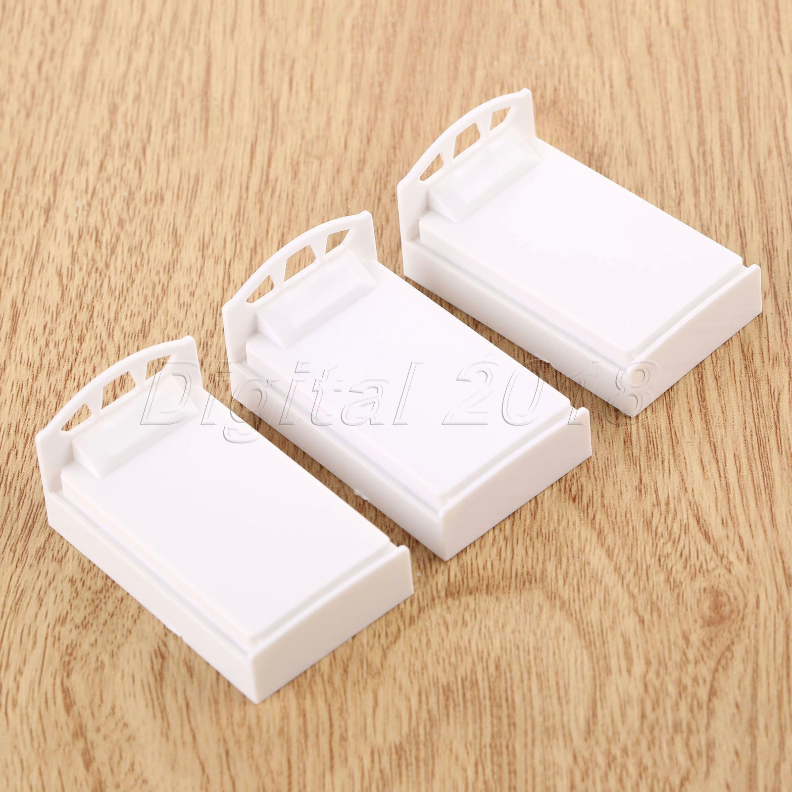 For Dolls House Furniture Model 10pcs Set Single Bed Bedroom Diorama 1:50 Scale