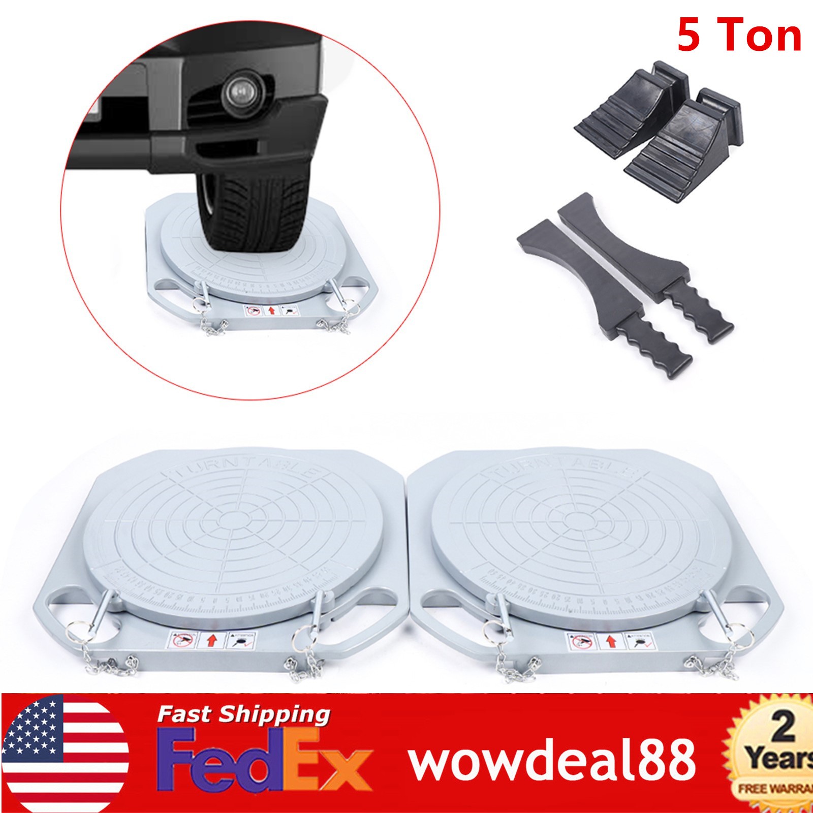 1 Pair 360° Rotating Aluminum Turntable Wheel Alignment Turn Plate Table