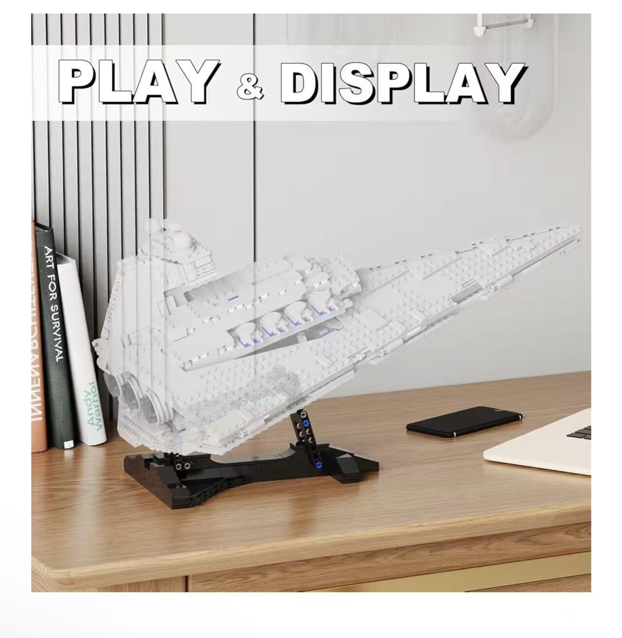 Display Stand Compatible with Lego 75394 & 75357, Imperial Aircraft Stand Buildi