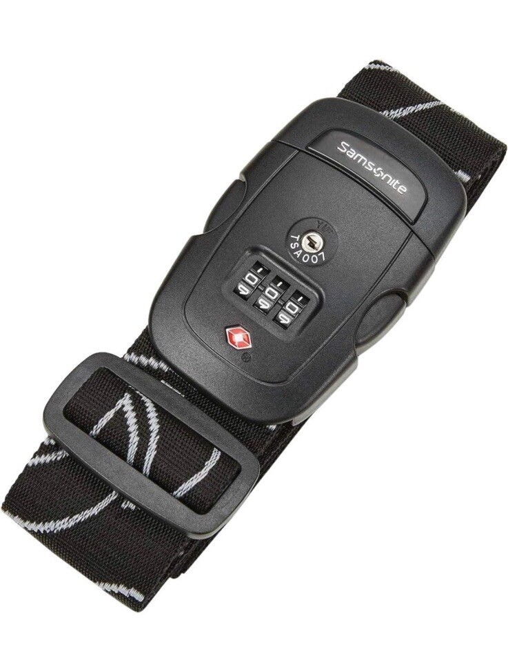 Samsonite 3 Dial Sentry Combo Luggage Strap, Black Multi, Combination Lock