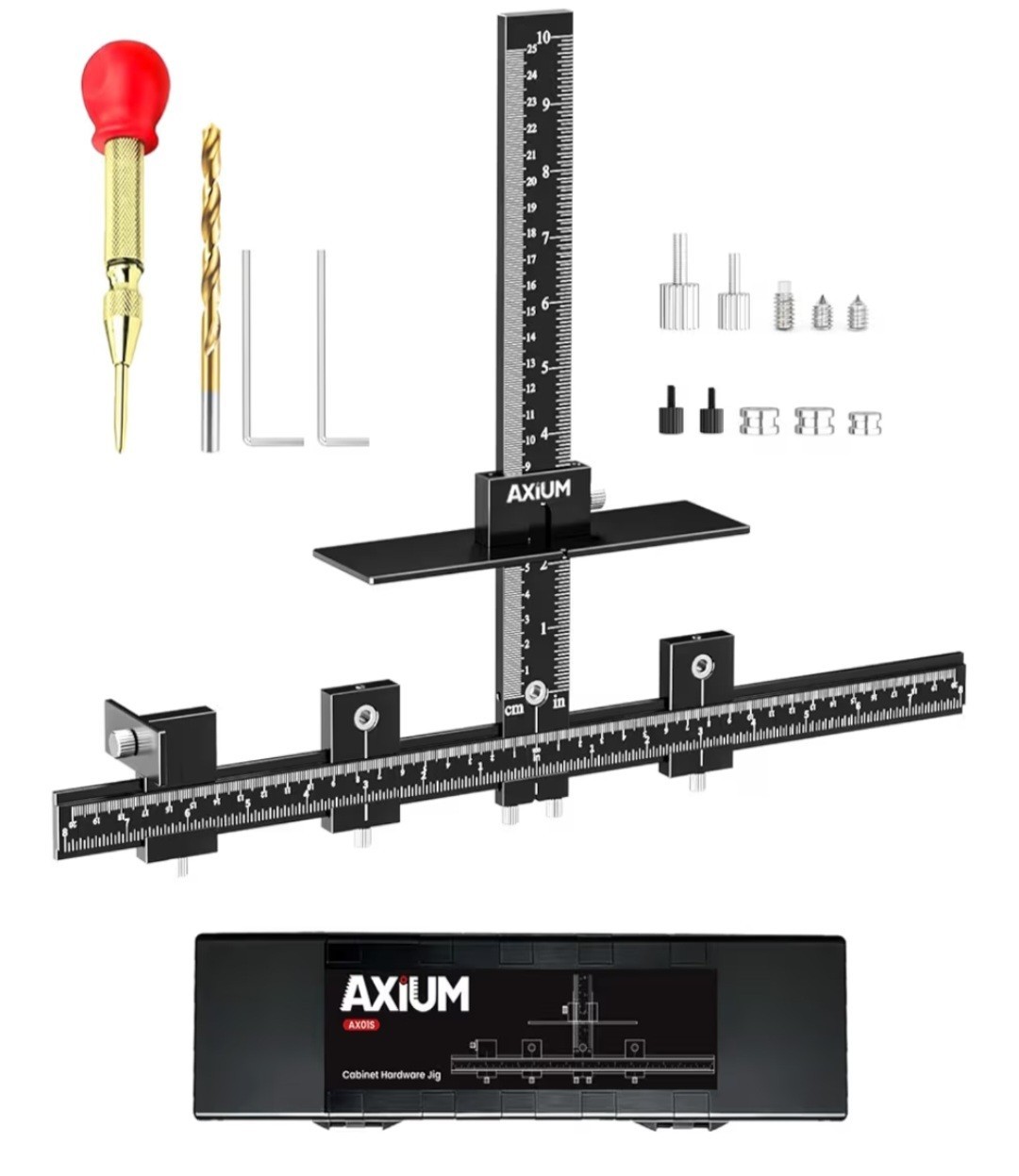 AXIUM AX015 Cabinet Hardware Jig Aluminum Adjustable Drill Guide for Drawer