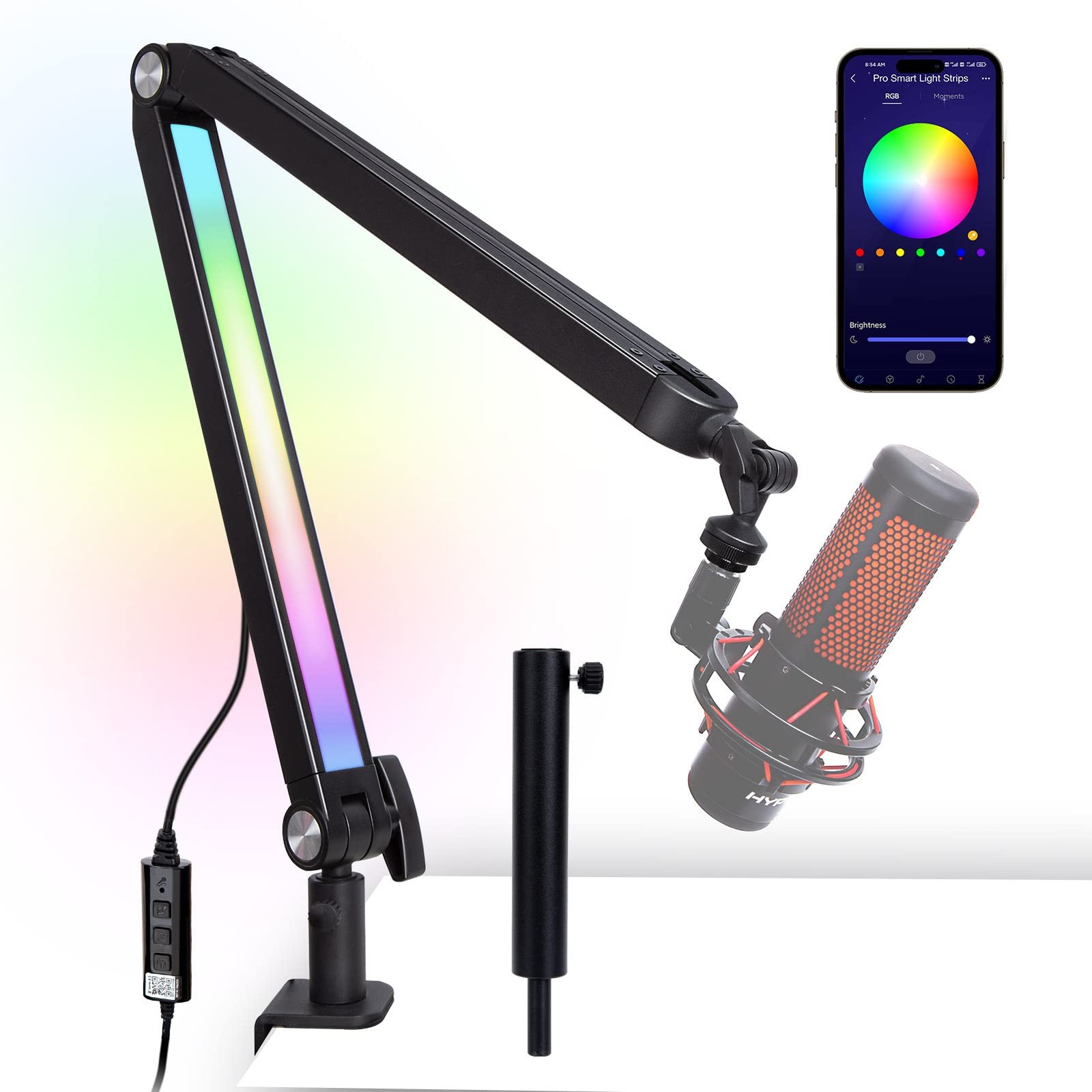 Boom Arm with RGB Light - Mic for HyperX Arm, Large