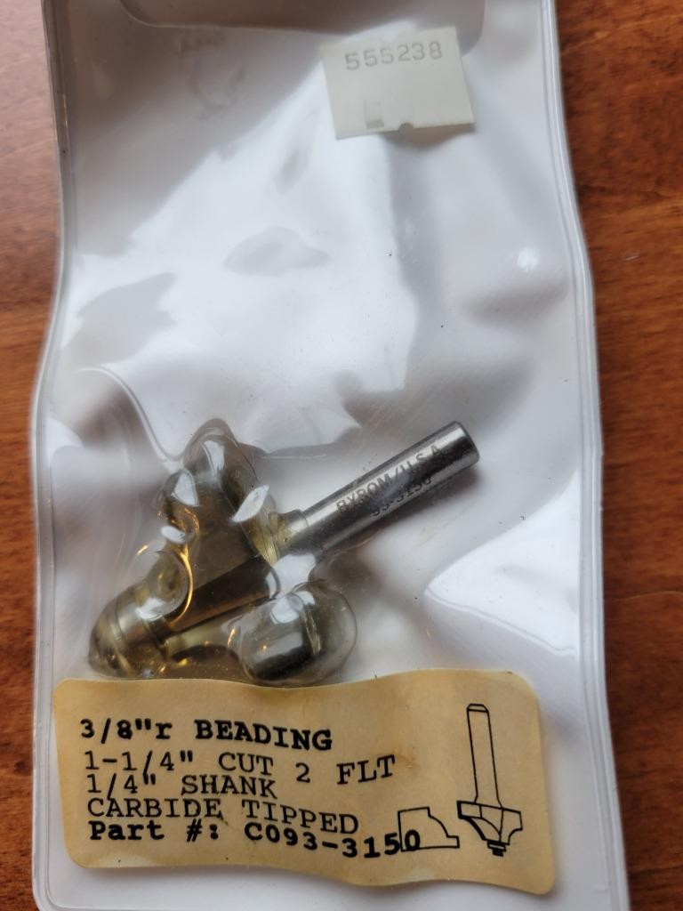 BYROM 3/8"R CARBIDE TIPPED BEADING ROUTER BIT 93-3150 1¼" CUT 2 FLT ¼" SHANK