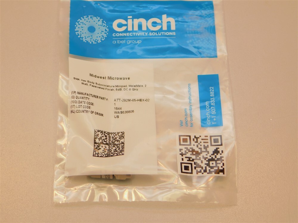Midwest Microwave ATT-292M-05-HEX-02 M/M 5db DC-8GHz 2W Minipad Attenuator