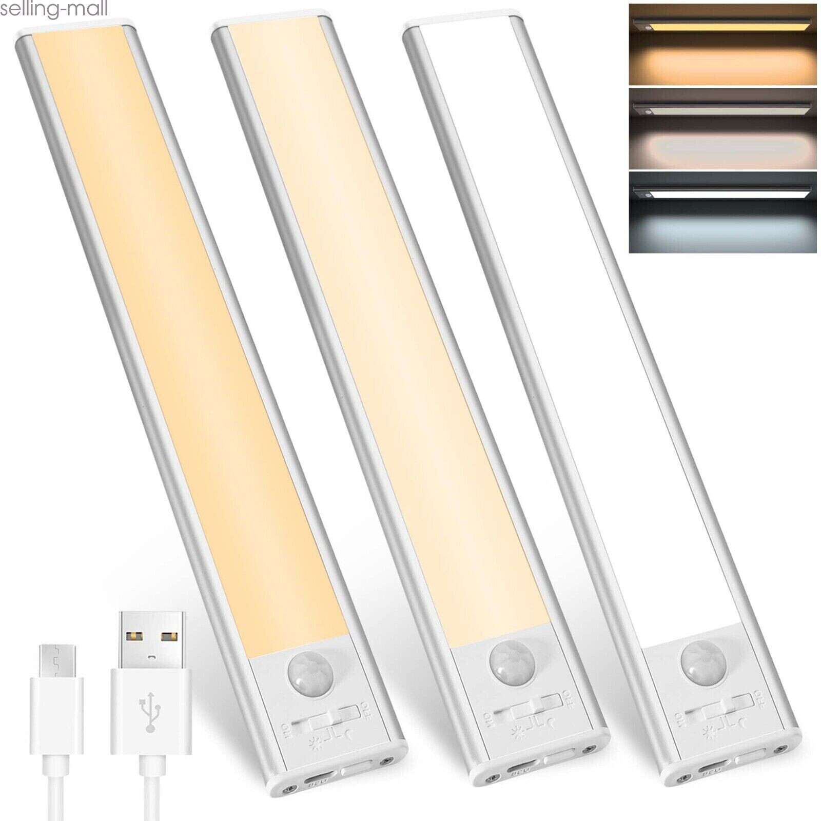 80/104/146 LED Under Cabinet Lighting Motion Sensor Stick-on Night Light Bar
