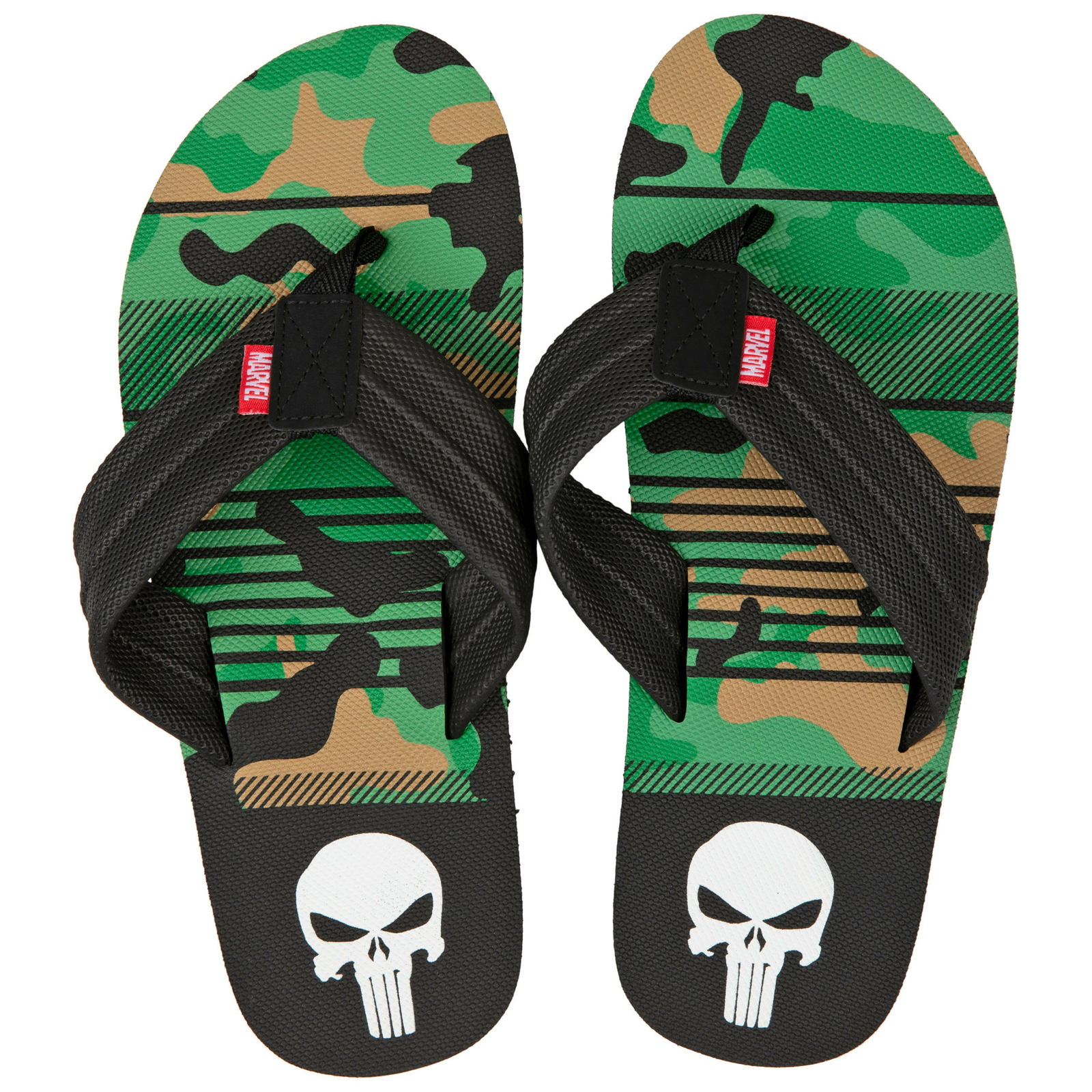 The Punisher Marvel Camo Flip Flop Sandals Multi-Color