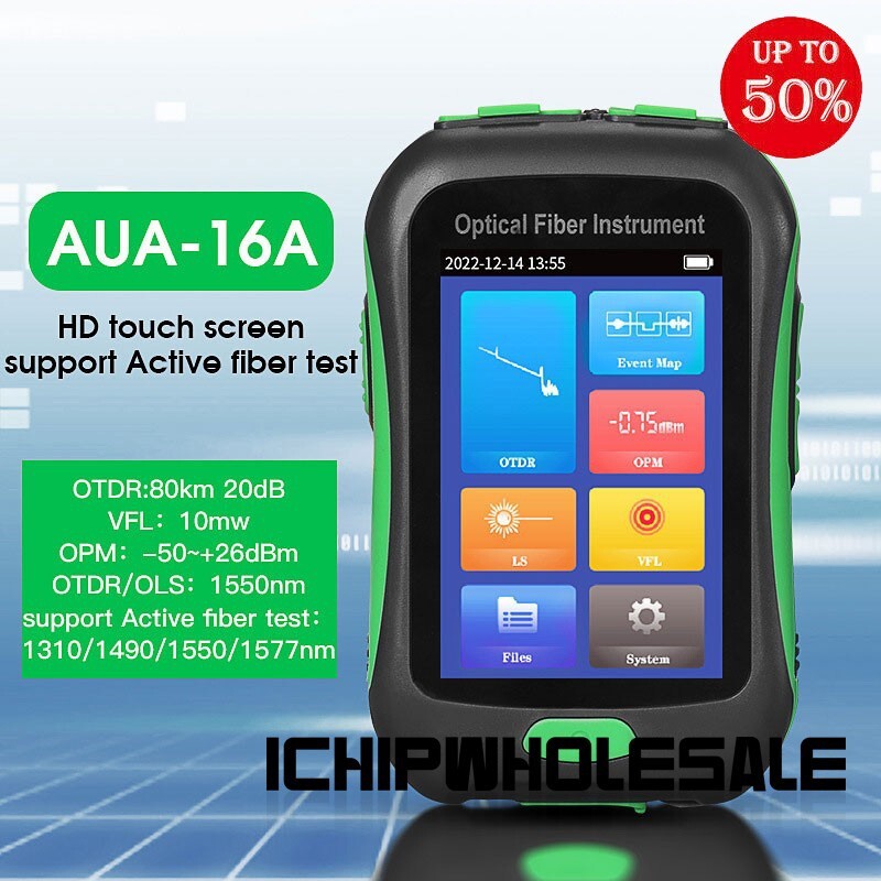 0-80KM 1550nm AUA-16A APC Rechargeable OTDR Optical Time Domain Reflectometer