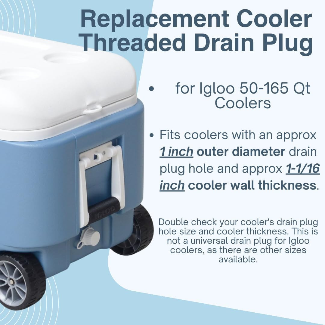2 Pack Cooler Drain Plug Replacement Kit for Igloo,Ice Chest Drain Plug with ...