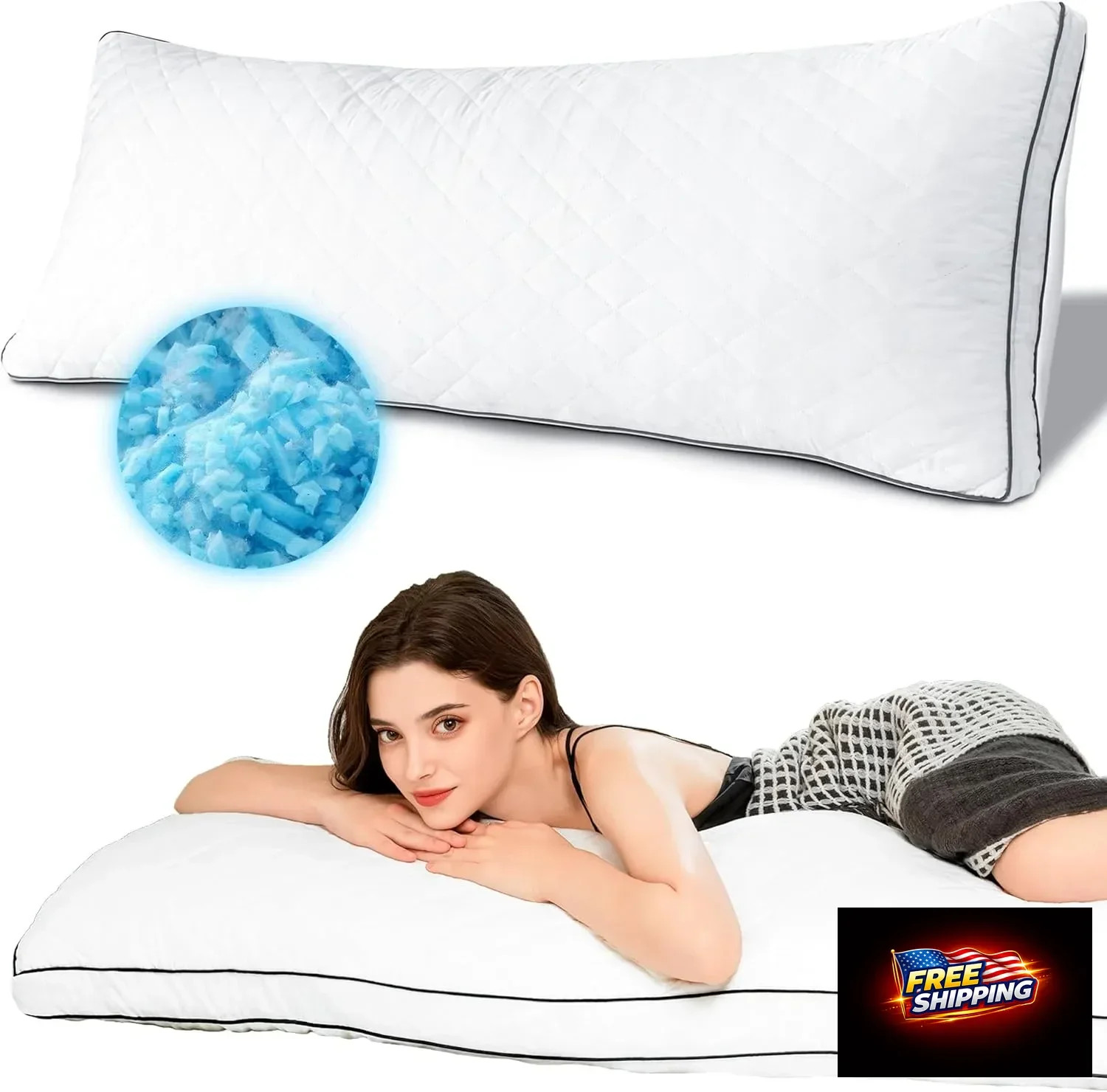 Ubauba Memory Foam Body Pillow, Full Large Body Pillows for Adults, Firm & Fluff