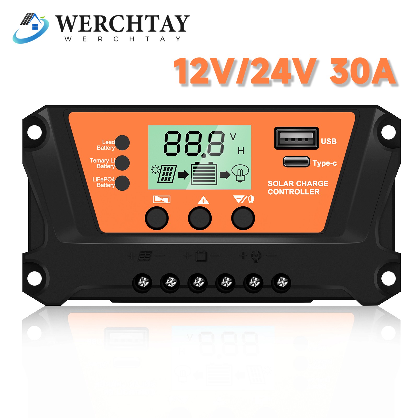 100A MPPT Solar Panel Controller Charge Regulator 12V/24V Battery Auto LCD USB