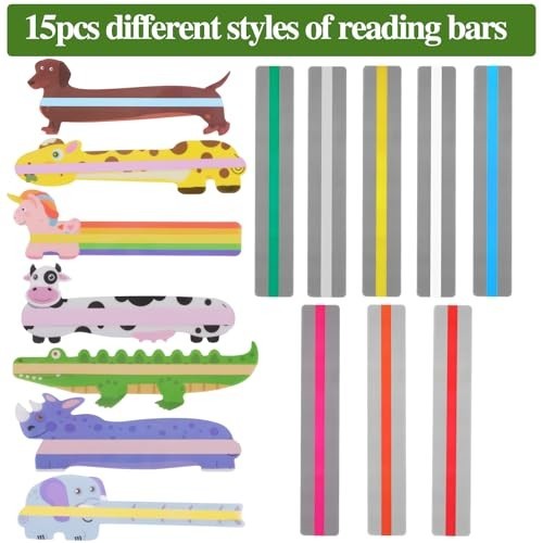 15pcs Dyslexia Reading Tools Highlighting Guided Read Strips for Kids ADHD