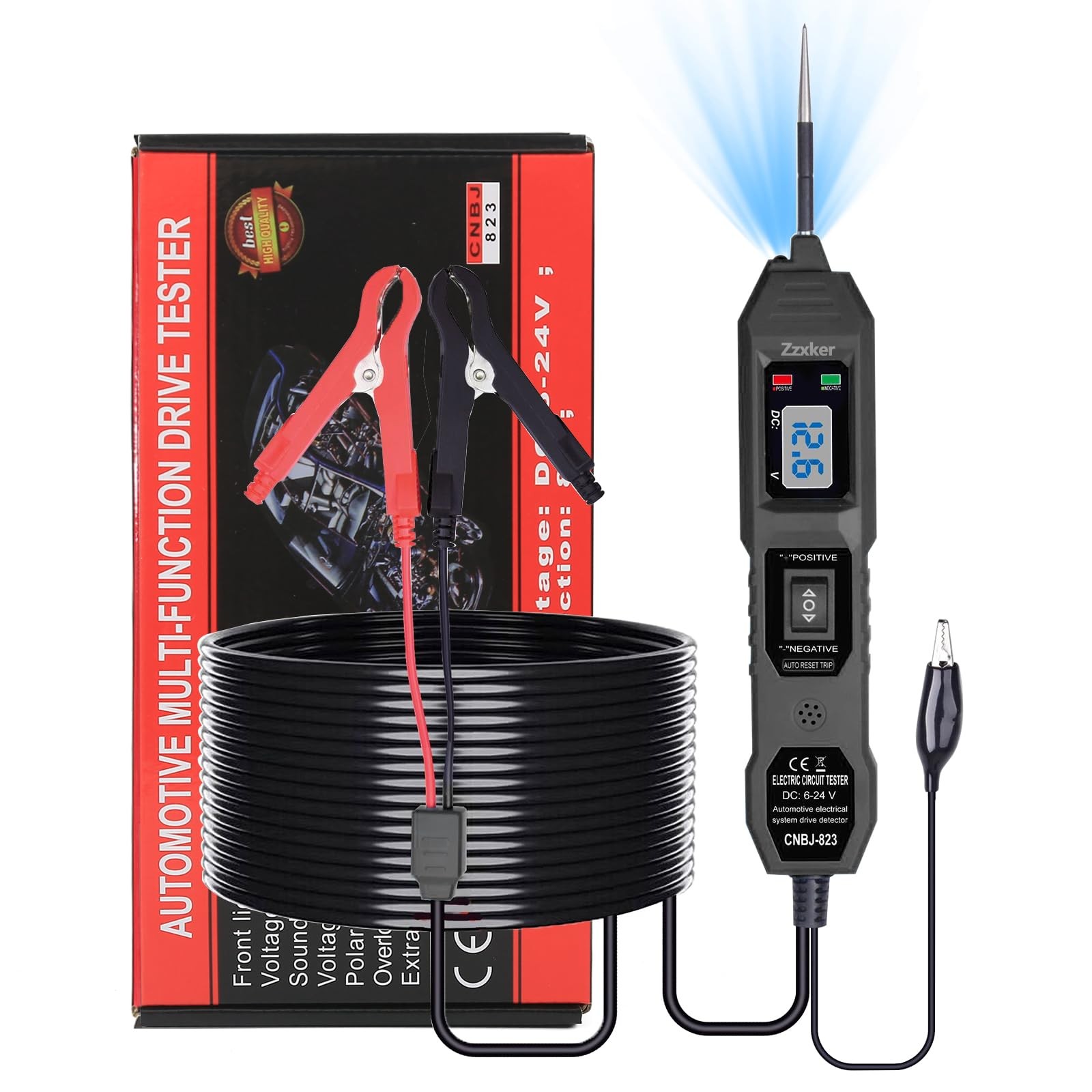 Power Circuit Probe Tester,6V/12V/24V DC Tester Automotive,Test Black