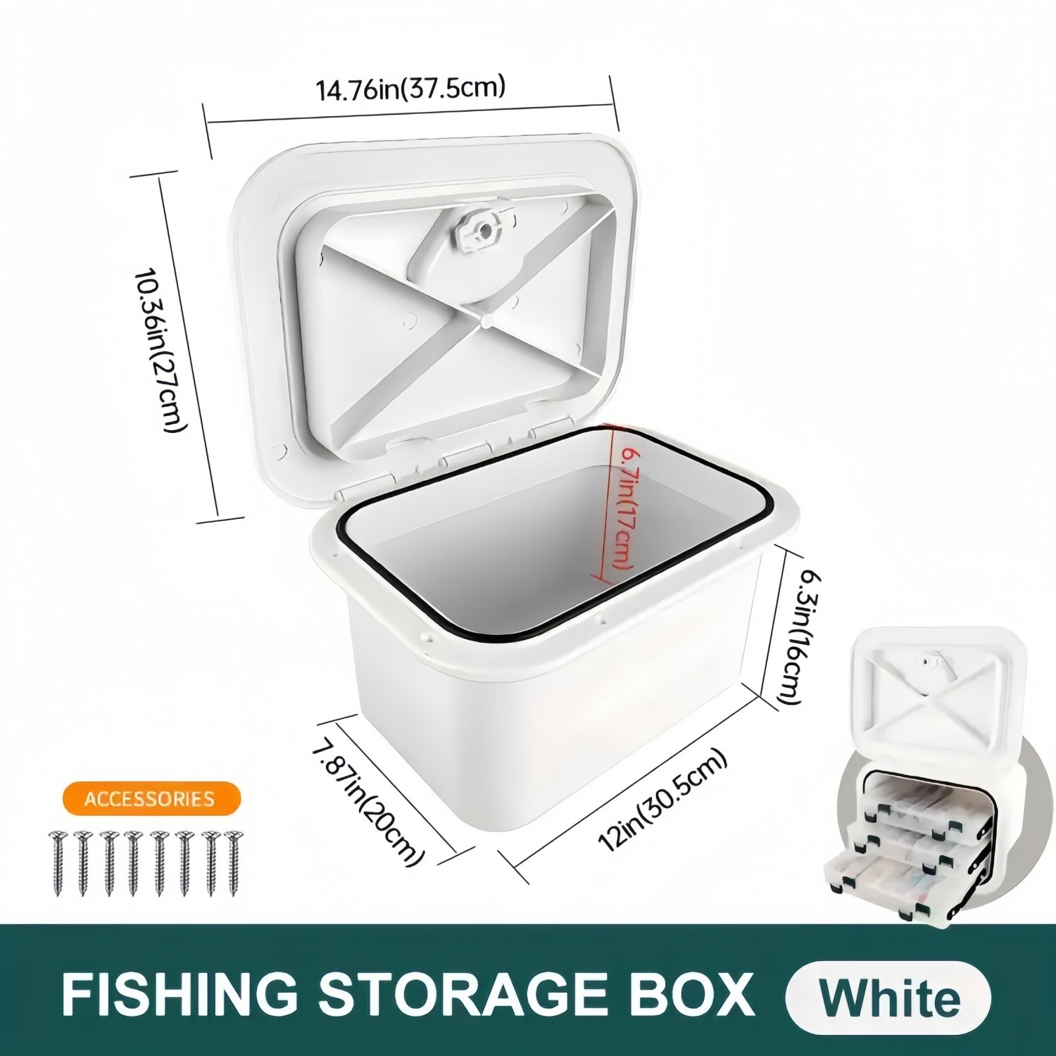Boat Storage Box, ABS Hard Lockable Fishing Tackle Boxes,White Marine Deck Boxes