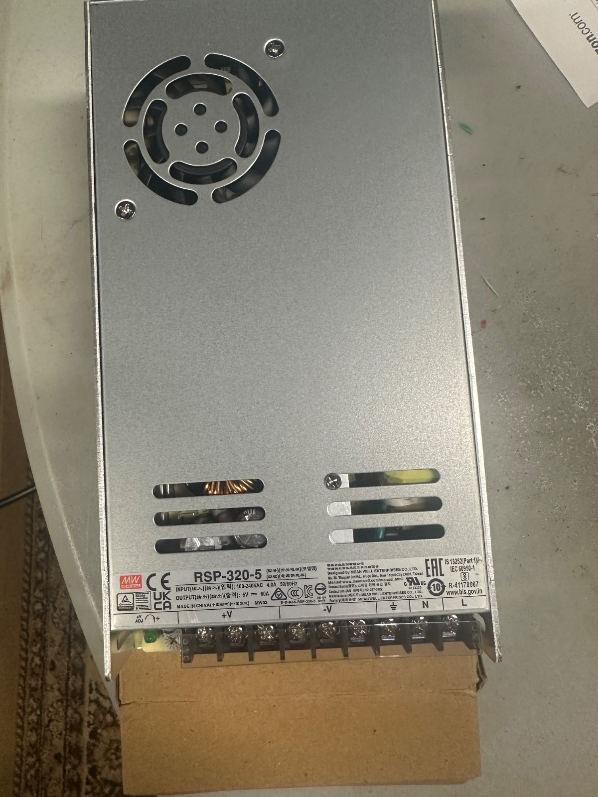 MEAN WELL RSP-320-5 5V 60A 320W Single Bank Output with PFC Power Supply