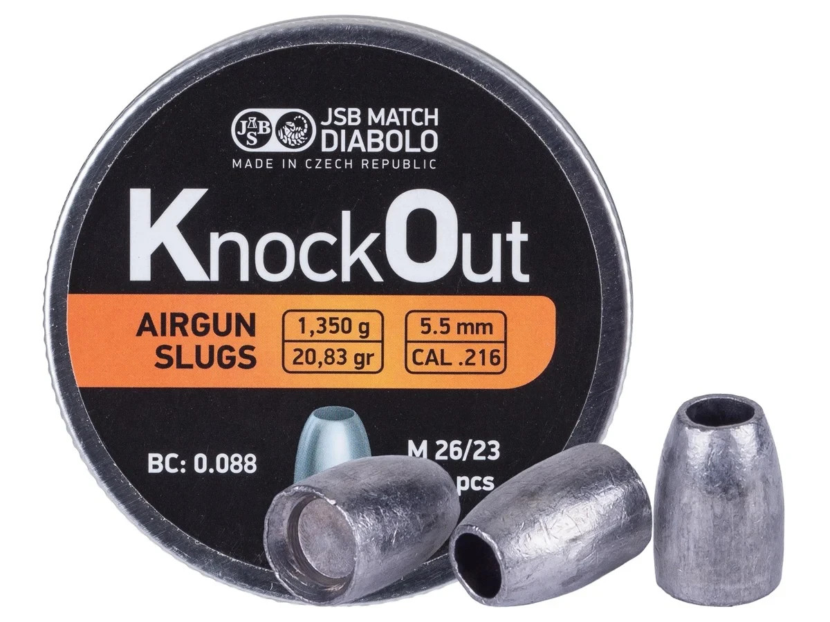 (NEW) JSB KnockOut Slugs .216 Cal, 20.83gr, Hollowpoint, 200ct